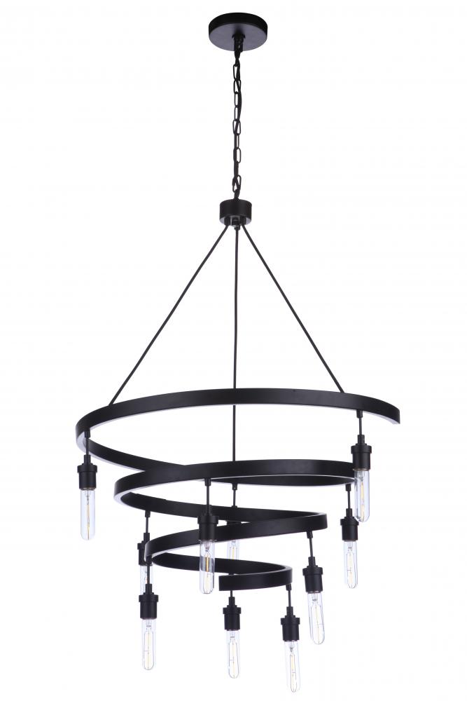 Tranquil 10 Light Chandelier in Flat Black