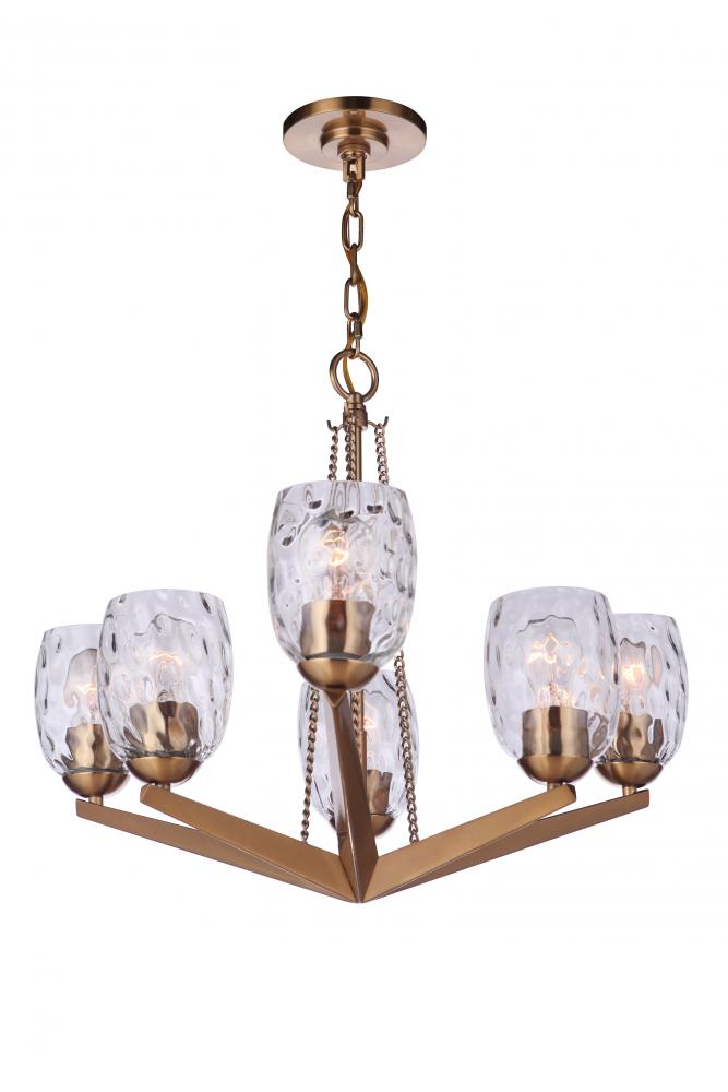 Guiding Star 6 Light Chandelier in Satin Brass