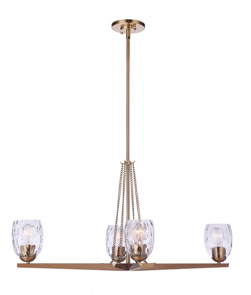 Guiding Star 4 Light Linear Chandelier in Satin Brass