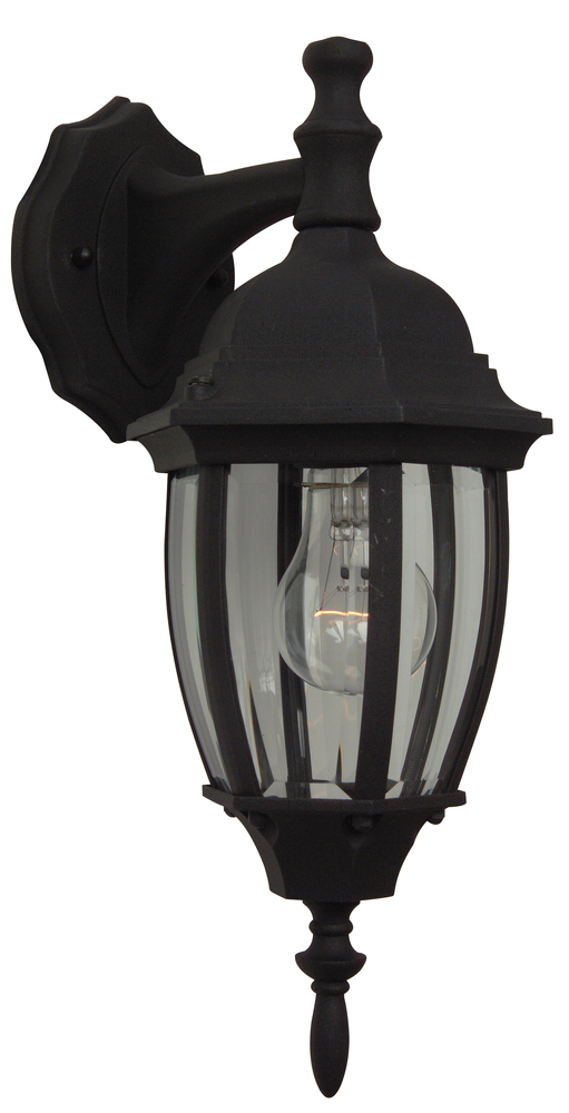 Bent Glass 1 Light Small Outdoor Wall Lantern in Textured Black