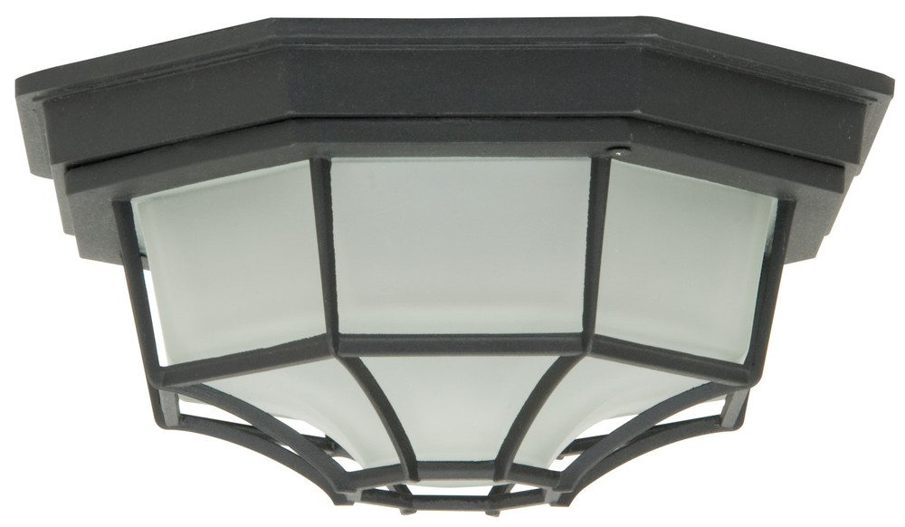 Octagonal Bulkhead 1 Light Small Flush/Wall Mount in Textured Black