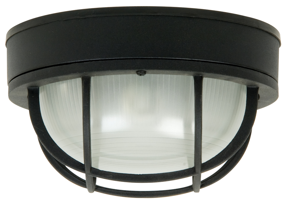 Round Bulkhead 1 Light Large Flush/Wall Mount in Textured Black