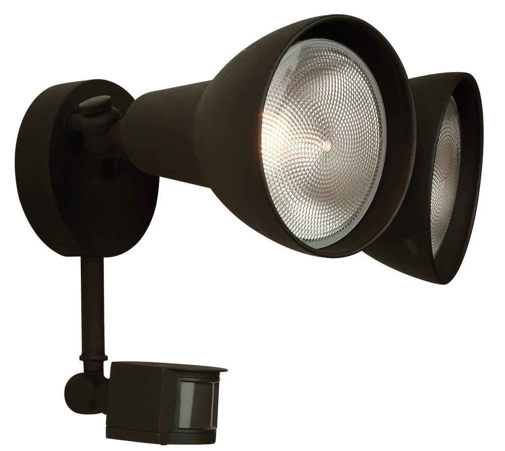 2 Light Covered Flood with Motion Sensor in Textured Black