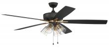 Craftmade S104FBSB5-60BWNFB - 60" Super Pro 104 in Flat Black/Satin Brass w/ Black Walnut/Flat Black Blades